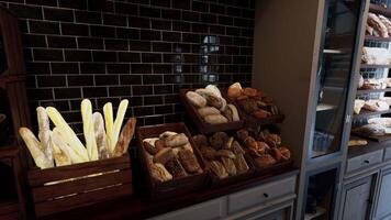 Assorted Breads and Pastries on Display at a Bakery video
