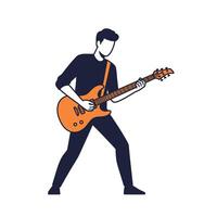 A man playing an electric guitar on a white background vector