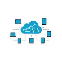 A cloud with several devices connected to it vector