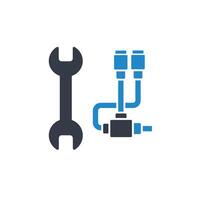 A wrench and a pipe with a valve on it vector