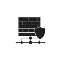 A black and white illustration of a wall with a shield vector