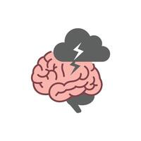 Brain with lightning icon illustration vector