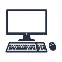 Computer monitor, keyboard and mouse icon vector