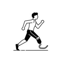 A man with a prosthetic leg running vector