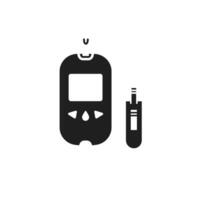 An insulin pump and a needle are shown in a black and white design vector