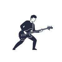 A man playing a bass guitar on a white background vector