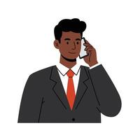 An illustration of a man in a suit talking on the phone vector