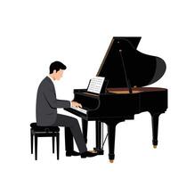 A man in a suit is playing the piano vector