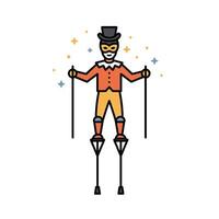 A man in a top hat and top hat is standing on skis vector