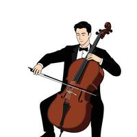 Cellist playing the cello vector