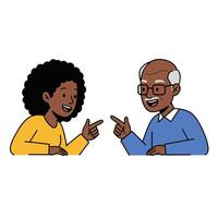 An elderly couple talking to each other vector