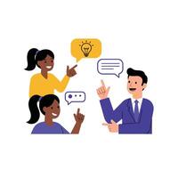 Illustration of people talking with a light bulb vector