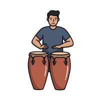 A man playing congas on a white background vector