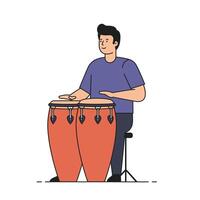 A man playing congas on a stage vector