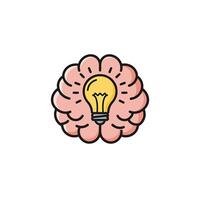 A brain with a light bulb inside it vector