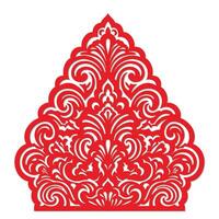 A red paper cutout of a chinese style pattern vector
