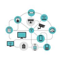 A diagram of smart home devices vector