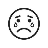 A black and white icon of a sad face vector