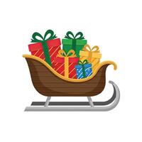 Sled with presents on white background vector