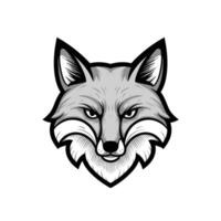 A black and white image of a fox head vector