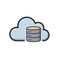 A cloud with a stack of data storage vector