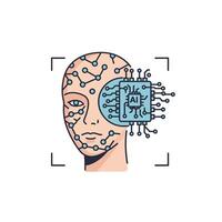 A man's head with a circuit board on it vector