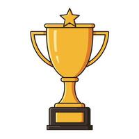 Gold trophy cup with star on top isolated on white background vector