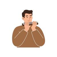 A man playing a flute on a white background vector