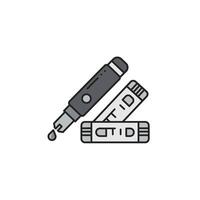 A pen and a piece of paper with a piece of paper vector