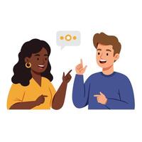 Two people talking to each other with speech bubbles vector