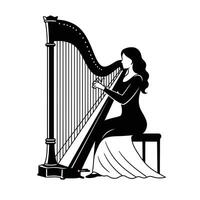 A woman playing the harp vector