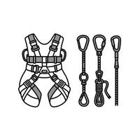 A black and white illustration of a harness and rope vector