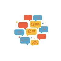 A group of people are talking in speech bubbles vector