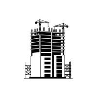 Construction building with cranes on top of it vector