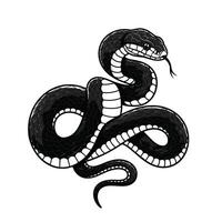 A black and white drawing of a snake vector