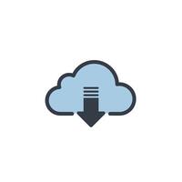 Cloud icon with arrow pointing down vector