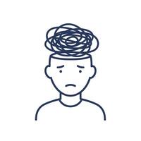 A man with a tangled head line icon vector