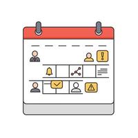 A calendar with icons on it vector