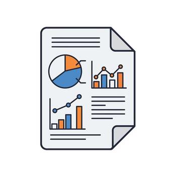 A document with graphs and pie charts on it vector
