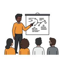 A man is giving a presentation to a group of people vector