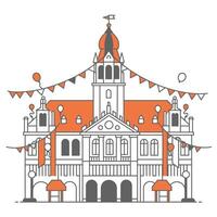 A building with a clock tower and bunting vector