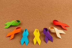 Colorful, awareness ribbons symbolize support for various health campaigns photo