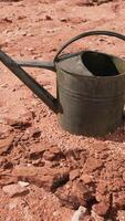 Beverage can in sand and rocks desert video