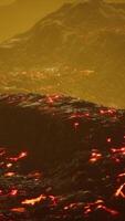 lava fields and hills at active volcano video