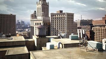 aerial view capturing the sprawling rooftops of Manhattans towering buildings. video