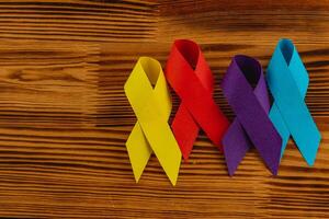 Ribbons symbolize awareness for various health campaigns and diseases photo