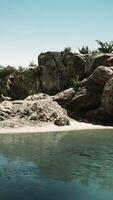 coastal view of a sand beach with cliffs video