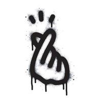 Spray Painted Graffiti Korean heart sign Sprayed isolated on white background. graffiti Finger love symbol with overspray in black on white. object illustration vector