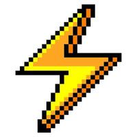 Lightning bolt in pixel art isolated on white background vector