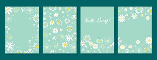 Set of spring themed cards vector